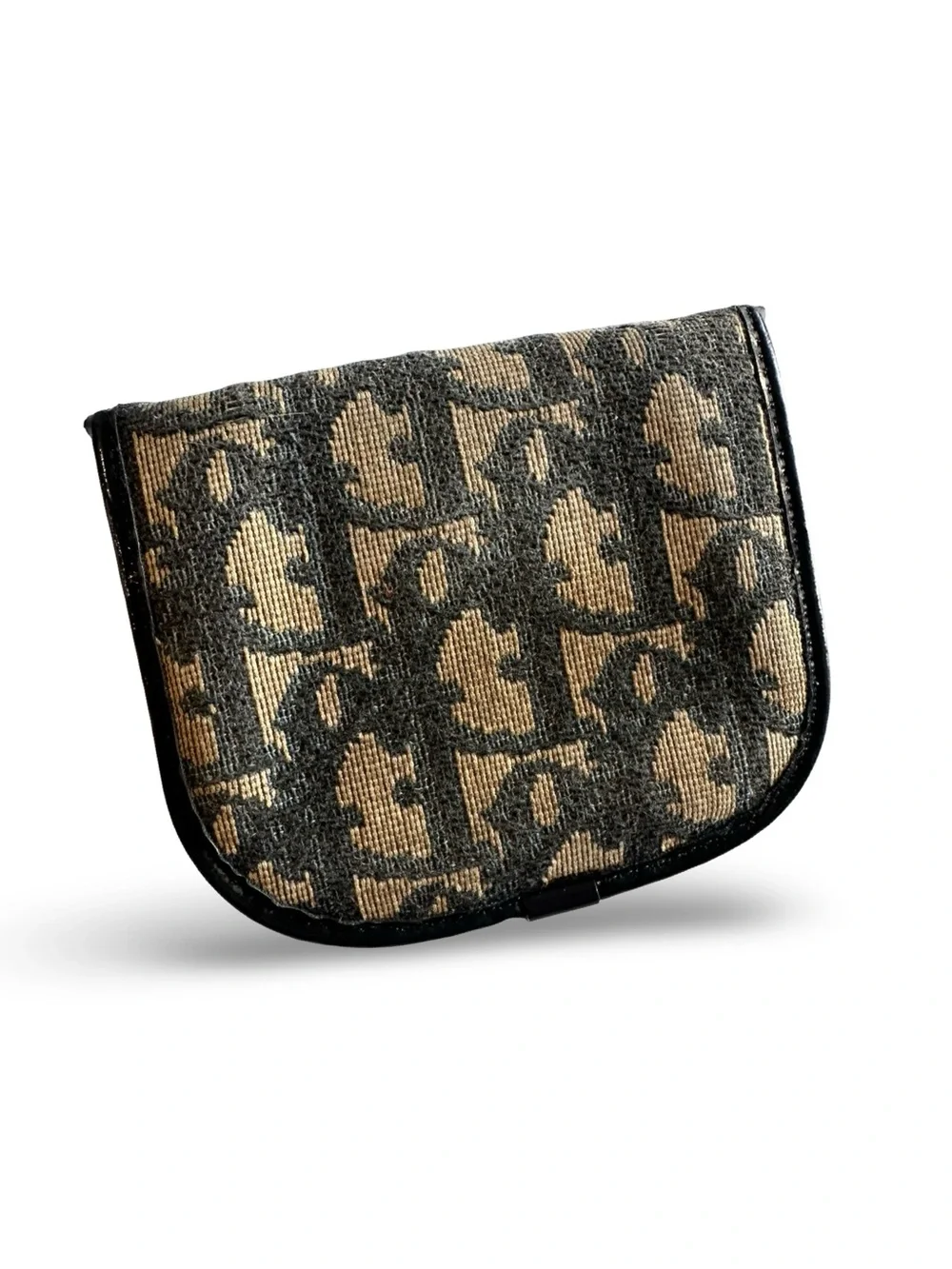 Dior Monogram Small Saddle Wallet in Beige and blue with Gold CD Clasp